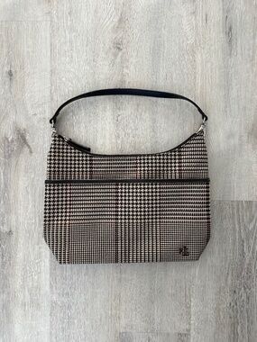 Lauren Ralph Lauren Black and Cream Houndstooth Shoulder Bag